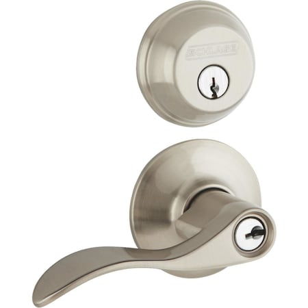 Schlage Schlage Accent Satin Nickel Deadbolt and Entry Door Knob 1-3/4 in. FB50NVACC619